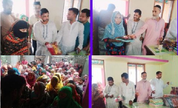 Icone of youth  Mamun Mia distributes clothes on the eve of Eid in Kaisakhali in Ayubpur 