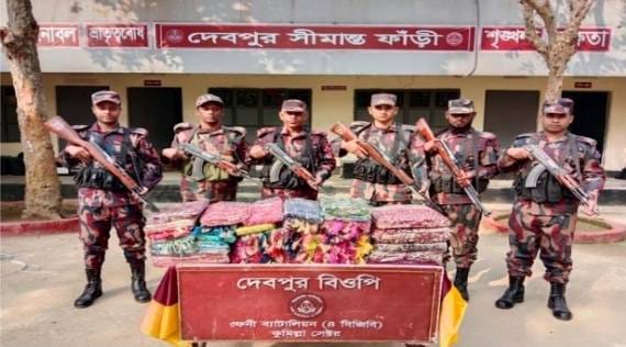 A truck and 5 cows seized with Indian goods on the Feni border