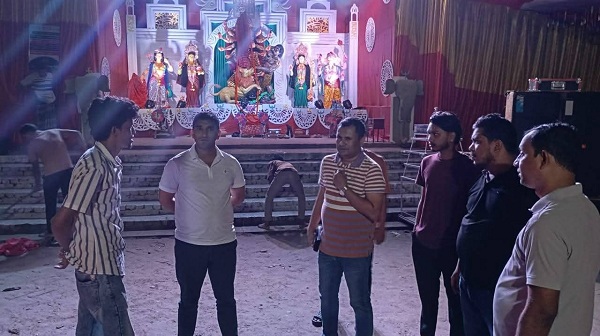Newly appointed ASP Nadim inspects various puja mandap in Mirsarai